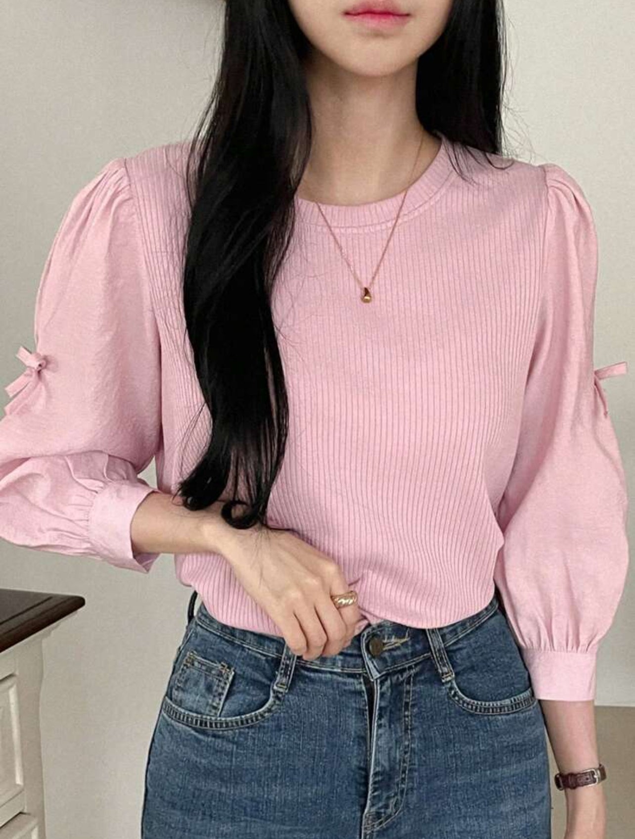 Long sleeve bow blouse