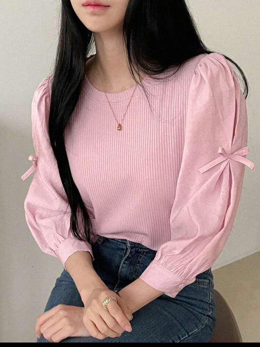 Long sleeve bow blouse